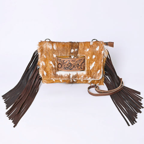 American Darling Hand Tooled Leather Small Cross body Bag with Hair-On Cowhide