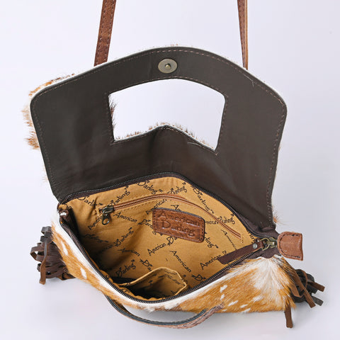 American Darling Hand Tooled Leather Small Cross body Bag with Hair-On Cowhide