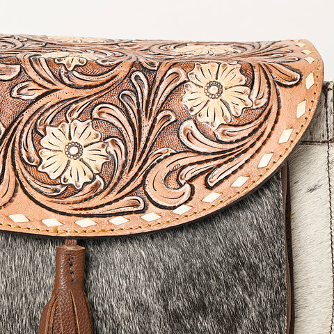 American Darling Hand Tooled Hair-On Cowhide Leather Cross body Bag