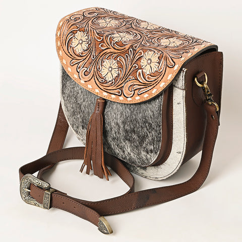 American Darling Hand Tooled Hair-On Cowhide Leather Cross body Bag