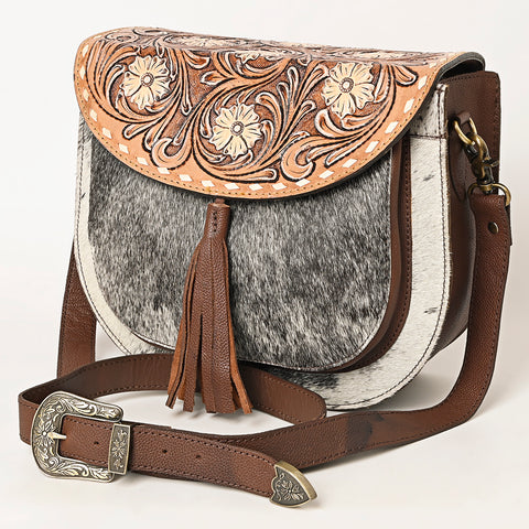 American Darling Hand Tooled Hair-On Cowhide Leather Cross body Bag