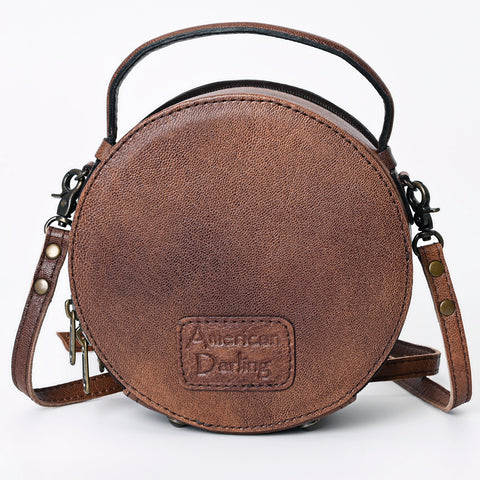 American Darling Western Tooled Leather Canteen Bag Floral Carved Inlay