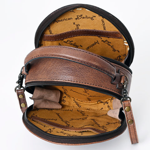 American Darling Western Tooled Leather Canteen Bag Floral Carved Inlay