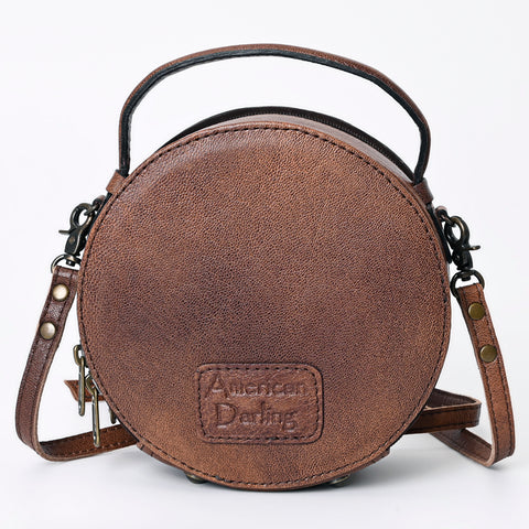 American Darling Western Tooled Leather Canteen Bag Floral Carved Inlay