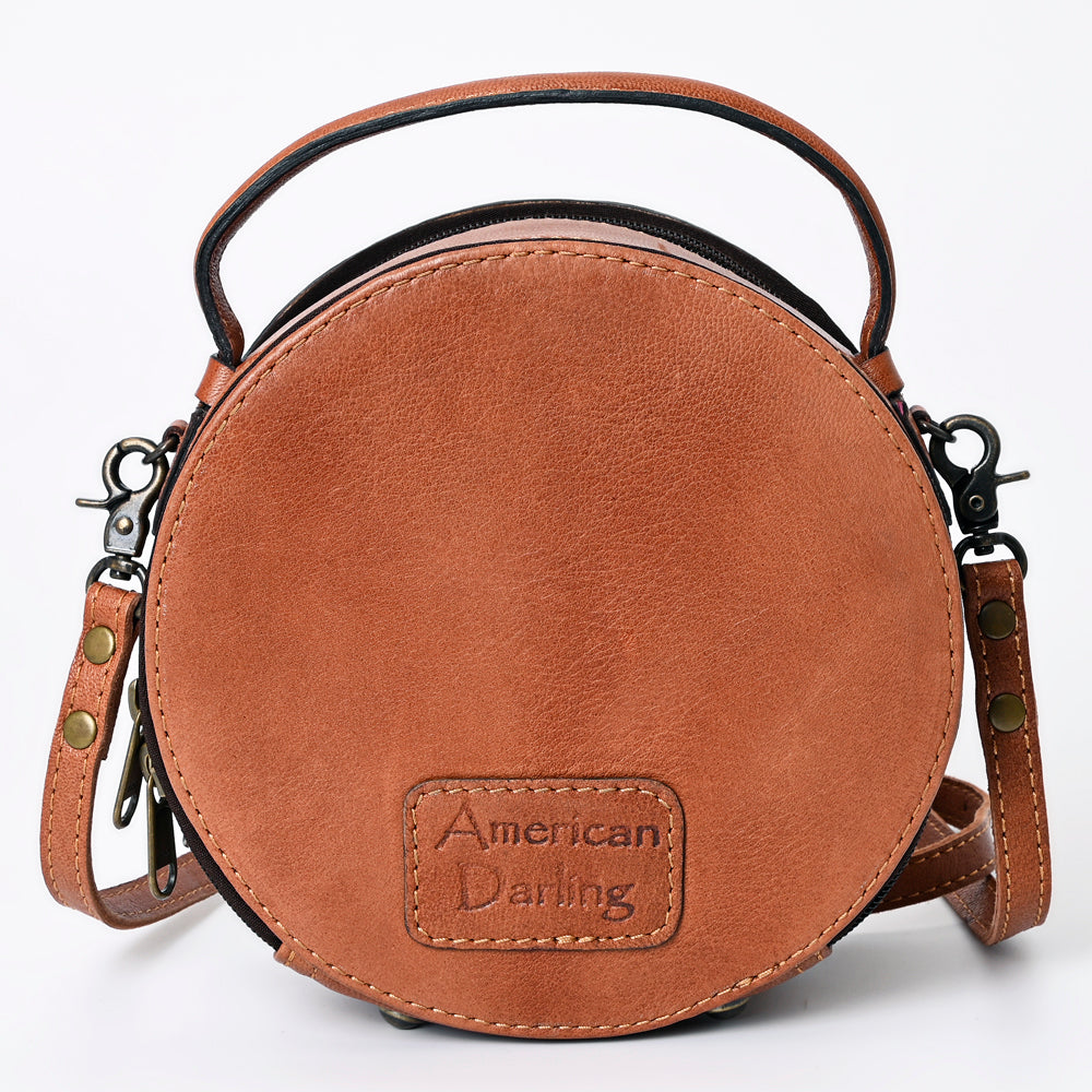 American Darling Western Tooled Leather Canteen Bag Floral Carved Inlay