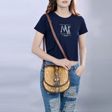 ADBG1221 Hair-On Cowhide Leather Crossbody Bag - Western Round Flap Purse