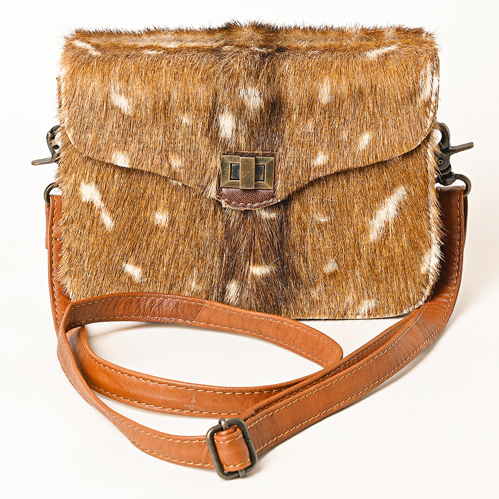 American Darling Golden Spotted Hair-On Cowhide Genuine Leather Western Crossbody Bag