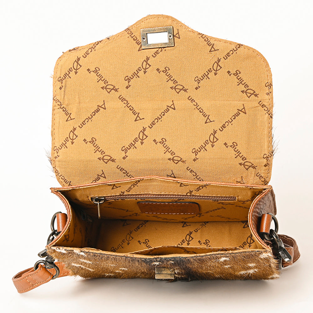 American Darling Golden Spotted Hair-On Cowhide Genuine Leather Western Crossbody Bag
