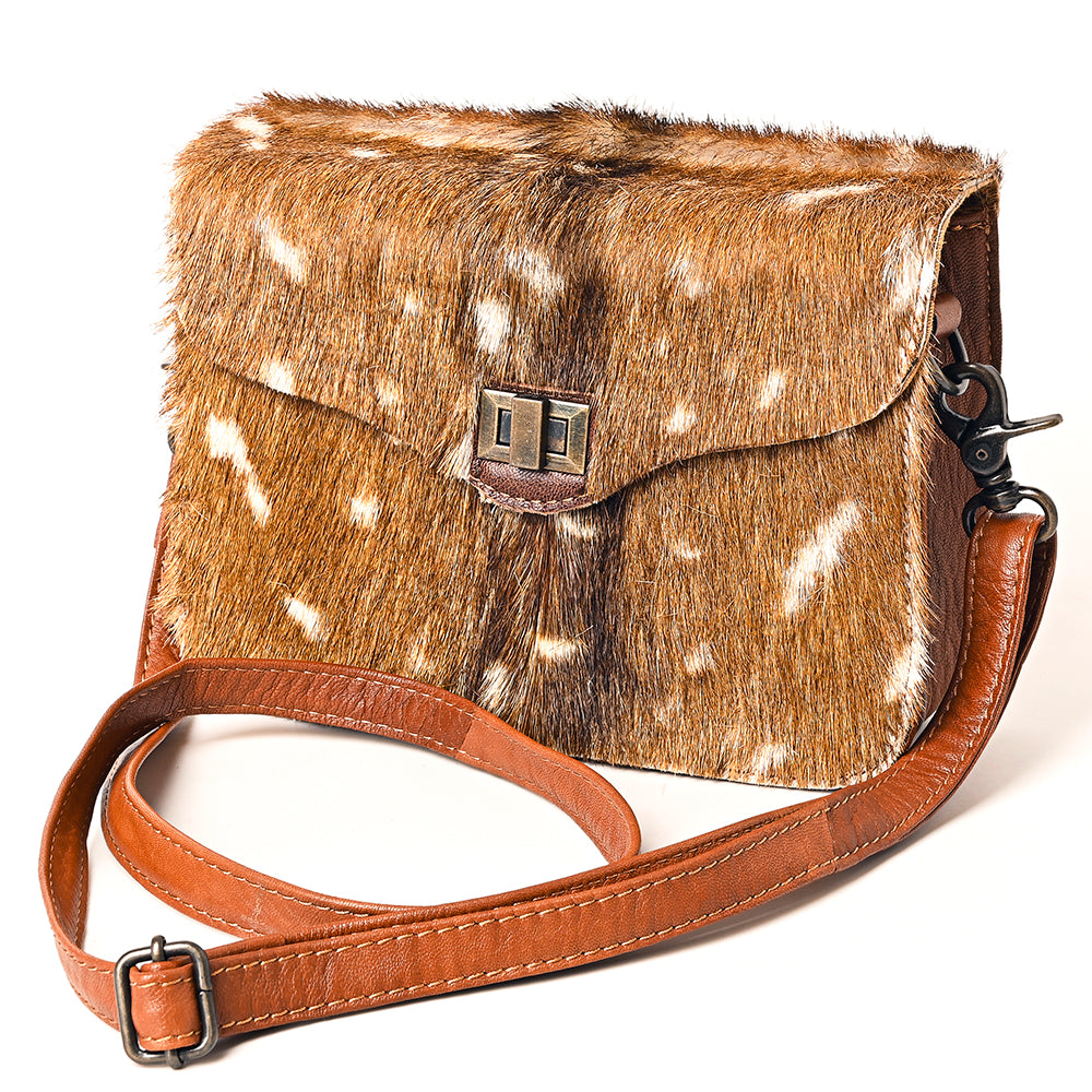 American Darling Golden Spotted Hair-On Cowhide Genuine Leather Western Crossbody Bag