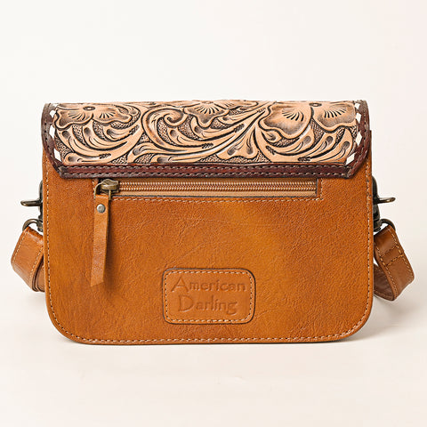 American Darling Hand-Tooled Hair-On Cowhide Genuine Leather Western Crossbody Bag