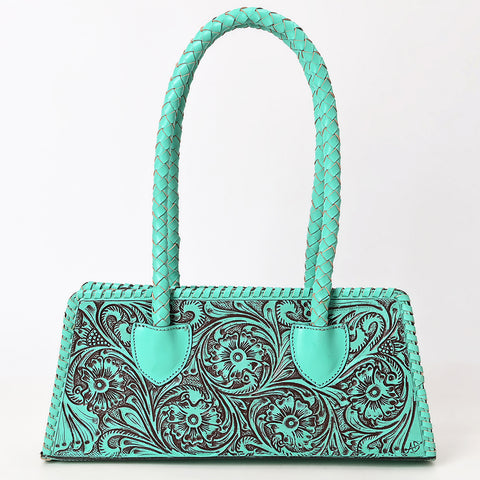 ADBGZ764 Trapezoid Western Satchel - Hand Tooled Leather Clutch Bag