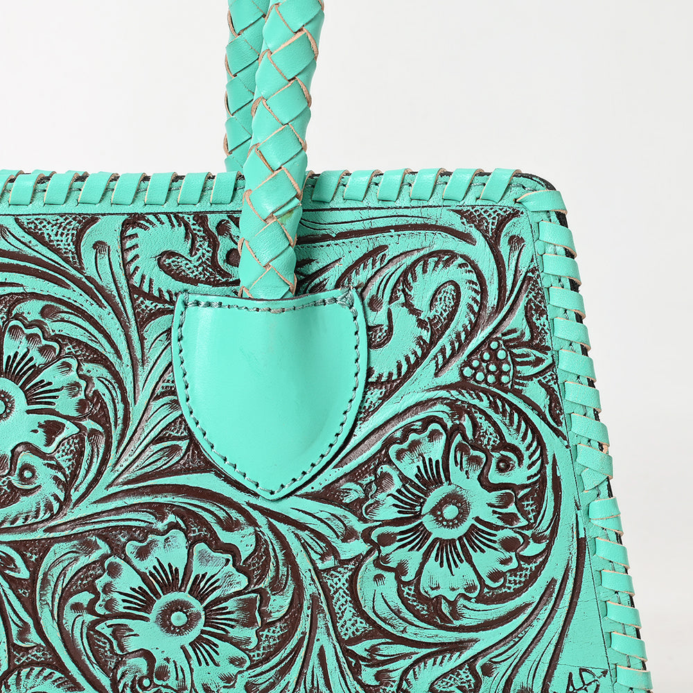 ADBGZ764 Trapezoid Western Satchel - Hand Tooled Leather Clutch Bag