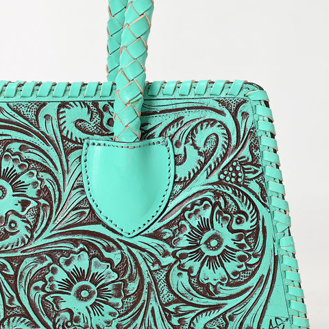 ADBGZ764 Trapezoid Western Satchel - Hand Tooled Leather Clutch Bag