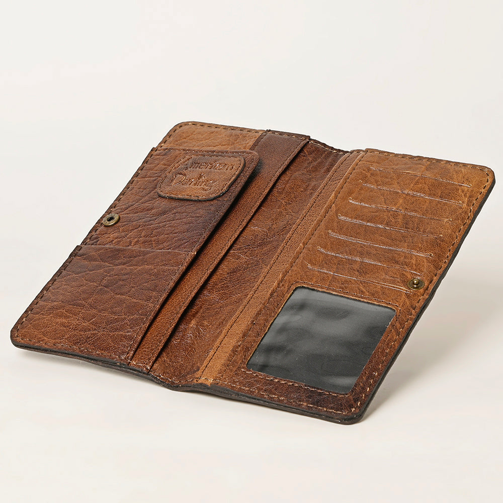 American Darling Hand-Tooled Leather Western Wallet Bag with Woven Saddle Blanket