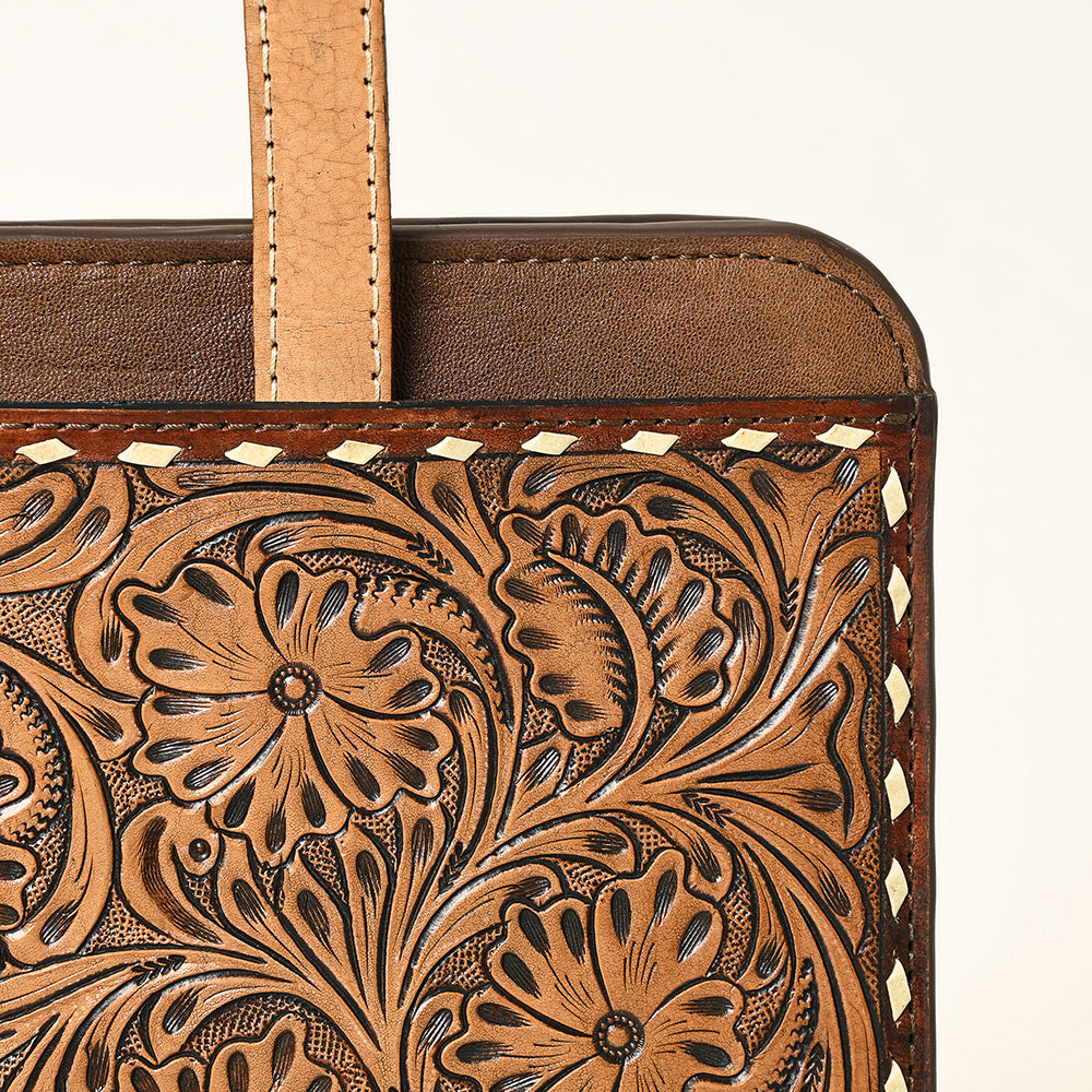 American Darling Western Hand Tooled Leather Briefcase Bag Genuine Leather
