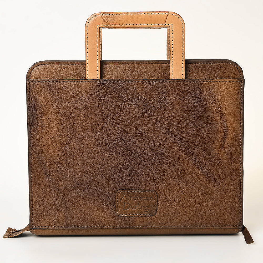 American Darling Western Hand Tooled Leather Briefcase Bag Genuine Leather