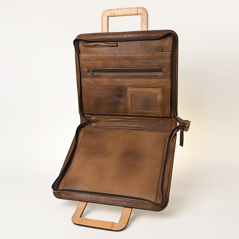 American Darling Western Hand Tooled Leather Briefcase Bag Genuine Leather