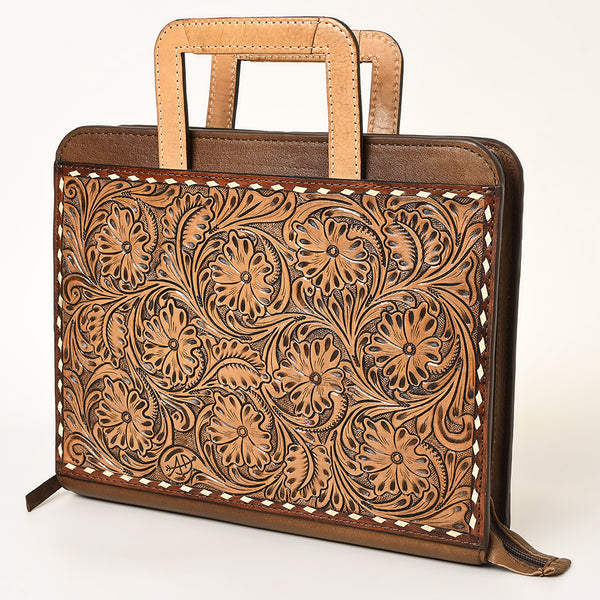 ADBG1194 Hand-Tooled Leather Briefcase - Western Floral Business Bag by American Darling