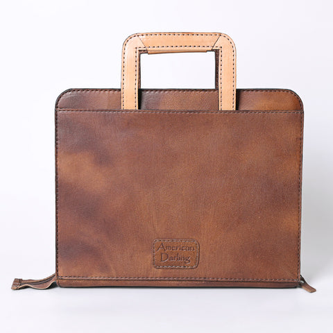 ADBG1194 American Darling Western Hand Tooled Leather Briefcase Bag Genuine Leather