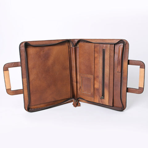 ADBG1194 American Darling Western Hand Tooled Leather Briefcase Bag Genuine Leather
