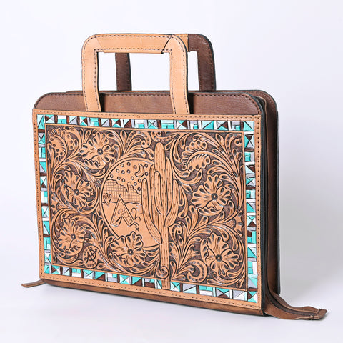 ADBG1194 American Darling Western Hand Tooled Leather Briefcase Bag Genuine Leather