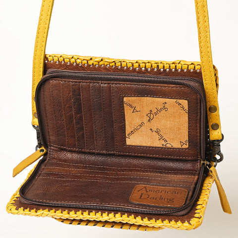 American Darling Western Hand-Tooled Leather Clutch Bag with Floral Carving
