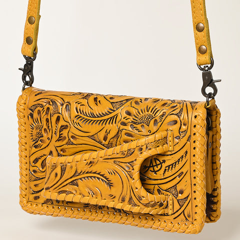 ADBG1228 American Darling Western Hand-Tooled Leather Clutch Bag with Floral Carving