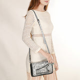 ADBG1228 Hand-Tooled Leather Holster Clutch Bag - Western Floral Design