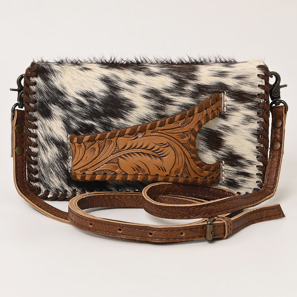American Darling Western Leather Cowhide Clutch Bag - Genuine Hair-On Cowhide Crossbody