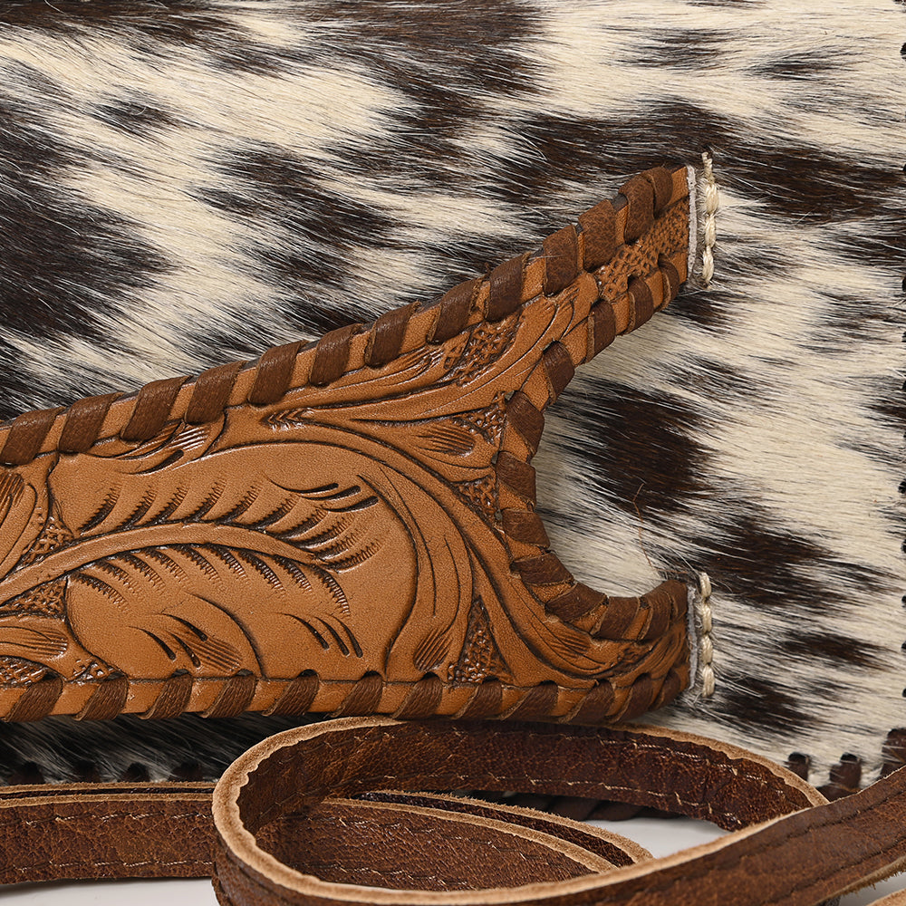 American Darling Western Leather Cowhide Clutch Bag - Genuine Hair-On Cowhide Crossbody
