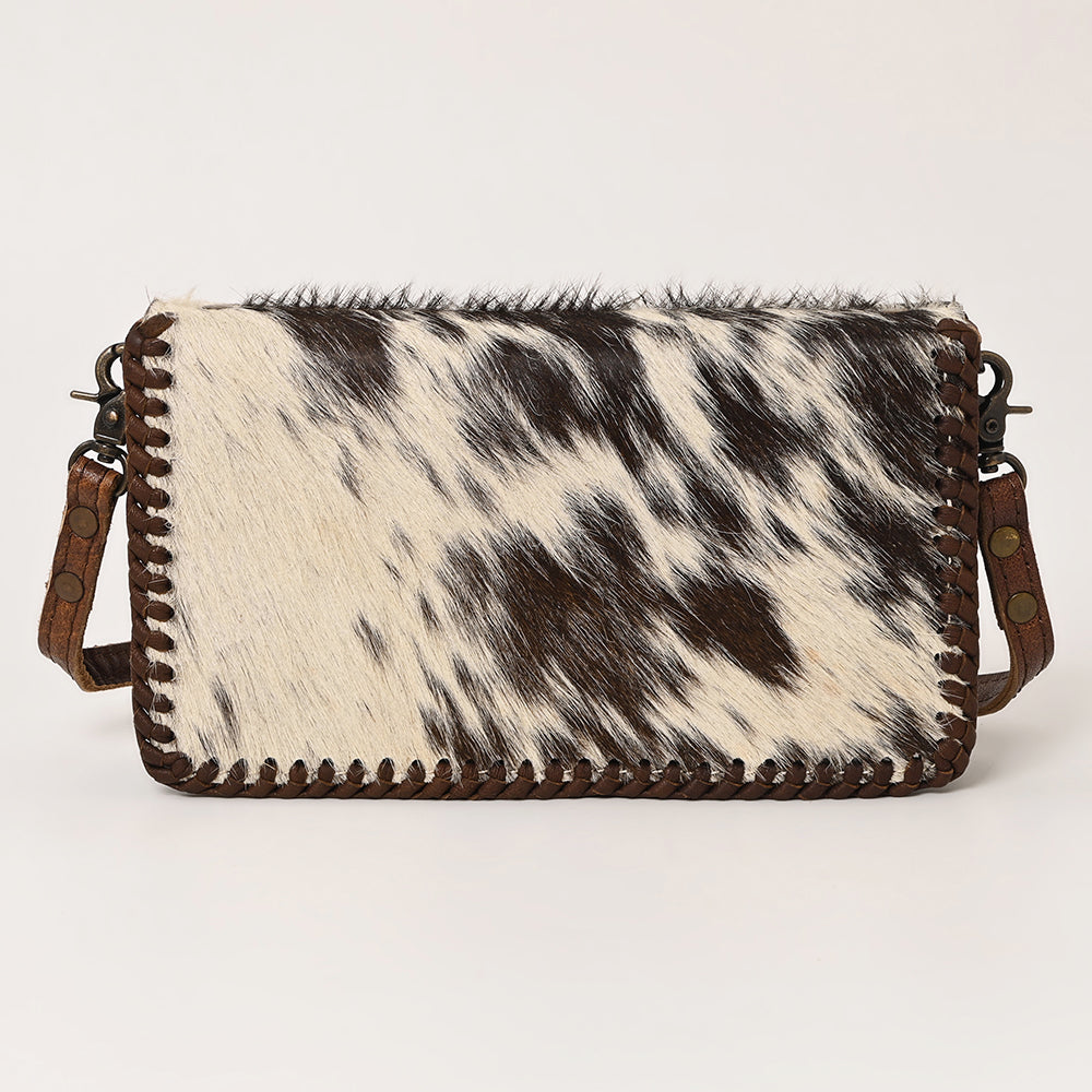 American Darling Western Leather Cowhide Clutch Bag - Genuine Hair-On Cowhide Crossbody