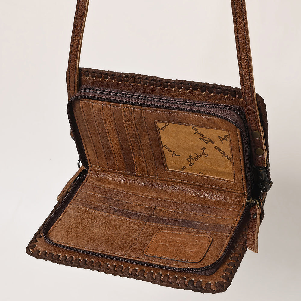 American Darling Western Leather Cowhide Clutch Bag - Genuine Hair-On Cowhide Crossbody