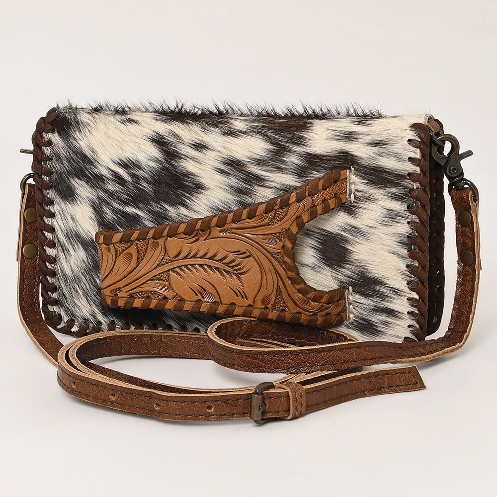 American Darling Western Leather Cowhide Clutch Bag - Genuine Hair-On Cowhide Crossbody