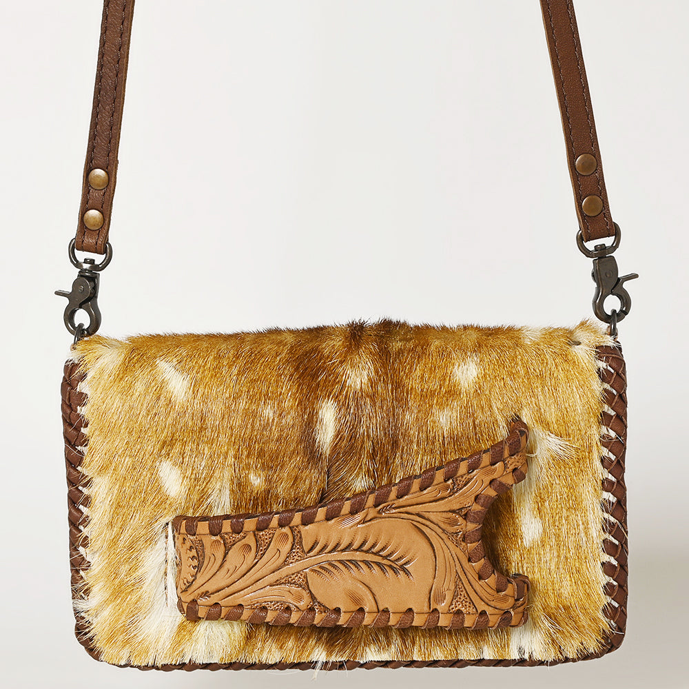 American Darling Western Leather Cowhide Clutch Bag - Genuine Hair-On Cowhide Crossbody