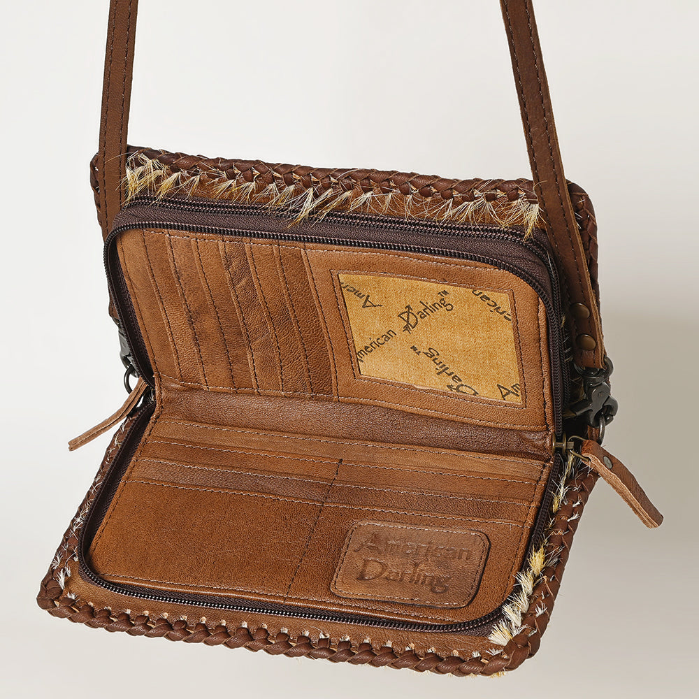 American Darling Western Leather Cowhide Clutch Bag - Genuine Hair-On Cowhide Crossbody