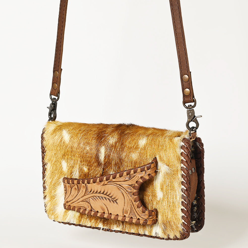 American Darling Western Leather Cowhide Clutch Bag - Genuine Hair-On Cowhide Crossbody