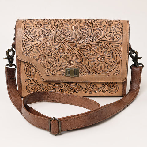 American Darling Hand Tooled Western Leather Crossbody Bag - Floral Carved Genuine Leather Purse