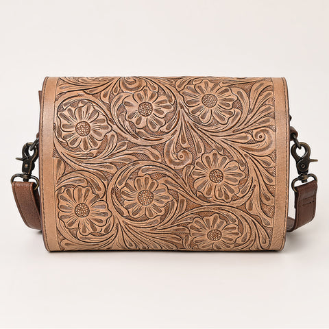American Darling Hand Tooled Western Leather Crossbody Bag - Floral Carved Genuine Leather Purse