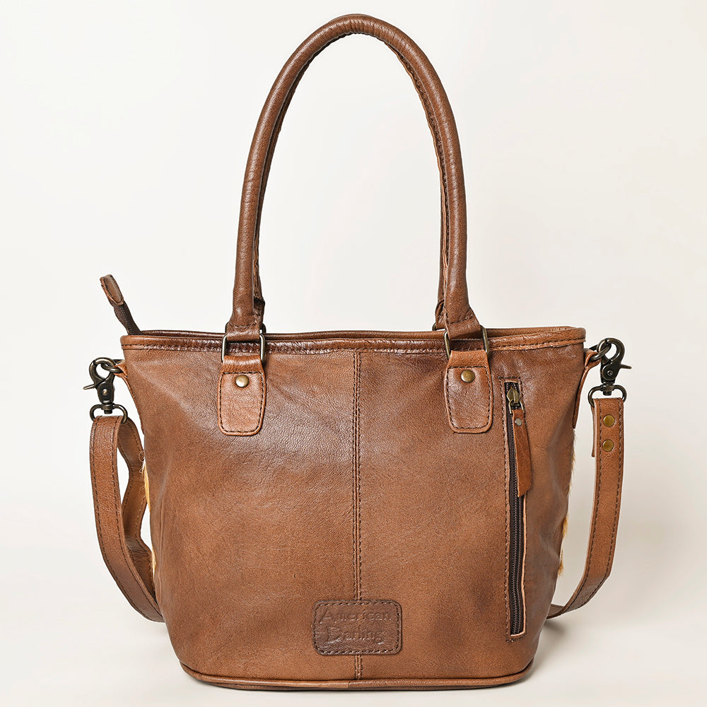 American Darling Western Hair-On Cowhide Tote Bag with Genuine Leather Trim - Handcrafted Tote