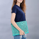 ADBG1232 Hand-Tooled Leather Portfolio - Western Floral Folio Case