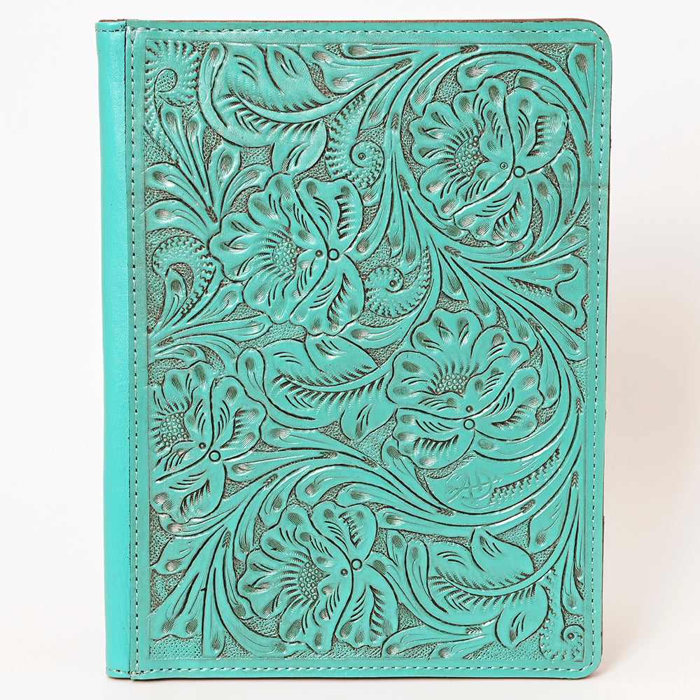 American Darling Western Hand-Tooled Leather Portfolio Bag - Floral Carved Genuine Leather Case