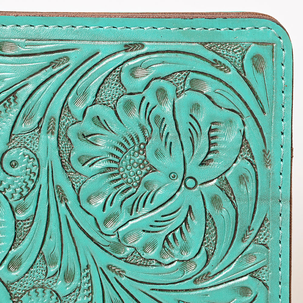 American Darling Western Hand-Tooled Leather Portfolio Bag - Floral Carved Genuine Leather Case