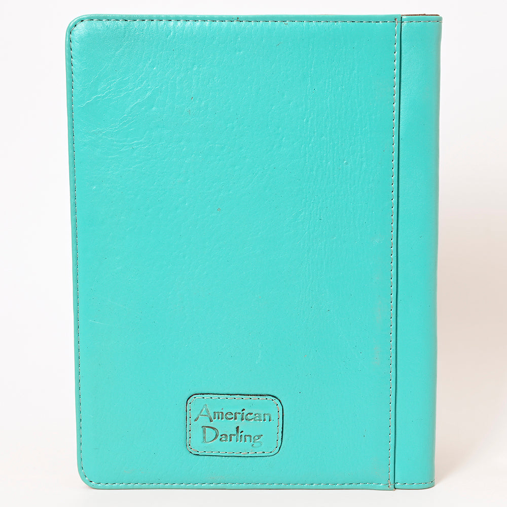 American Darling Western Hand-Tooled Leather Portfolio Bag - Floral Carved Genuine Leather Case