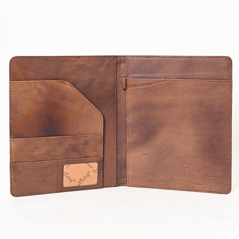 American Darling Western Hand-Tooled Leather Portfolio Bag - Floral Carved Genuine Leather Case
