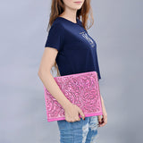 ADBG1232 Hand-Tooled Leather Portfolio - Western Floral Folio Case