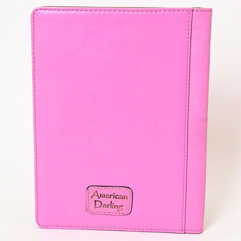American Darling Western Hand-Tooled Leather Portfolio Bag in Pink