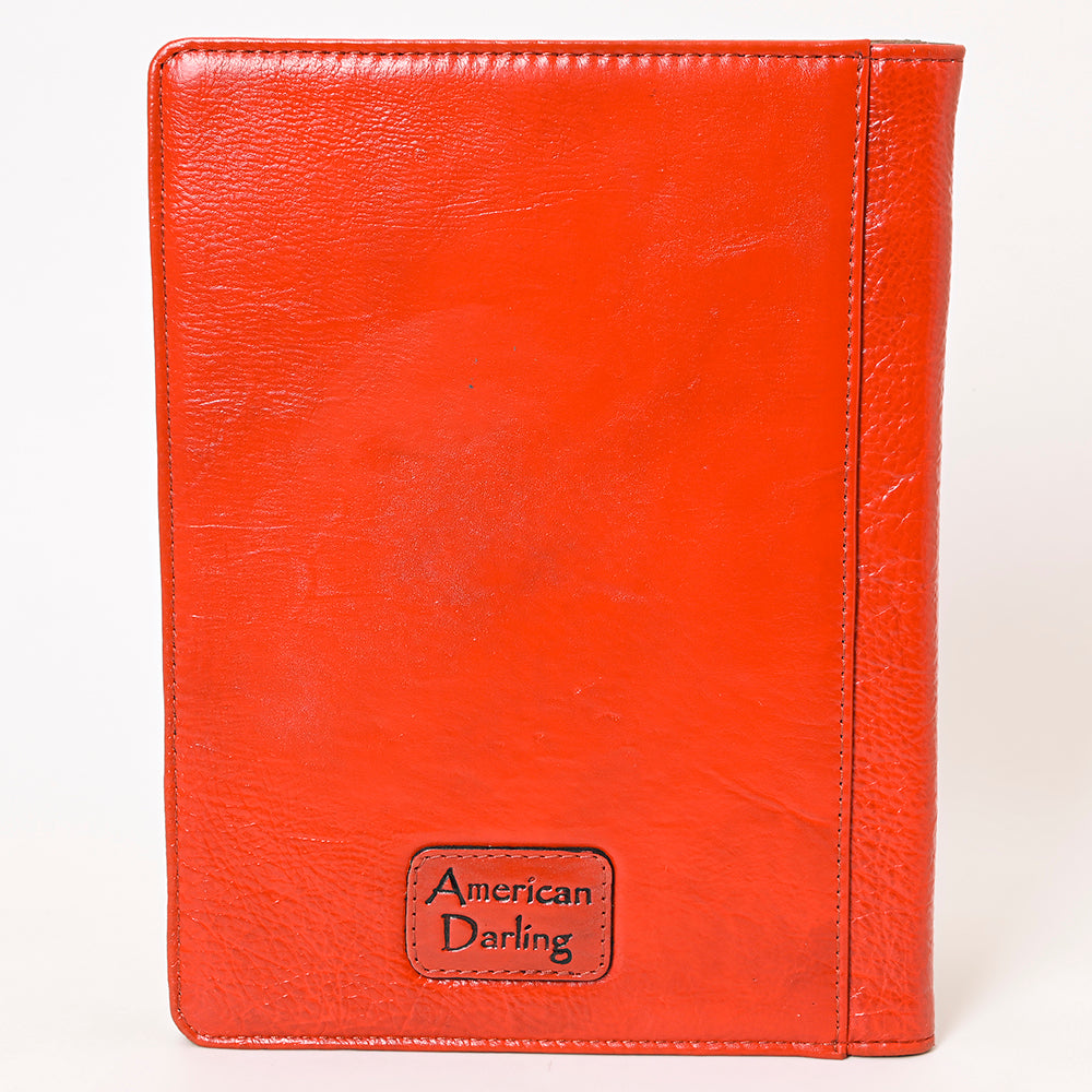 American Darling Western Hand-Tooled Leather Portfolio Bag - Floral Carved Genuine Leather Case