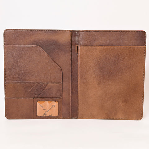 American Darling Western Hand-Tooled Leather Portfolio Bag - Floral Carved Genuine Leather Case