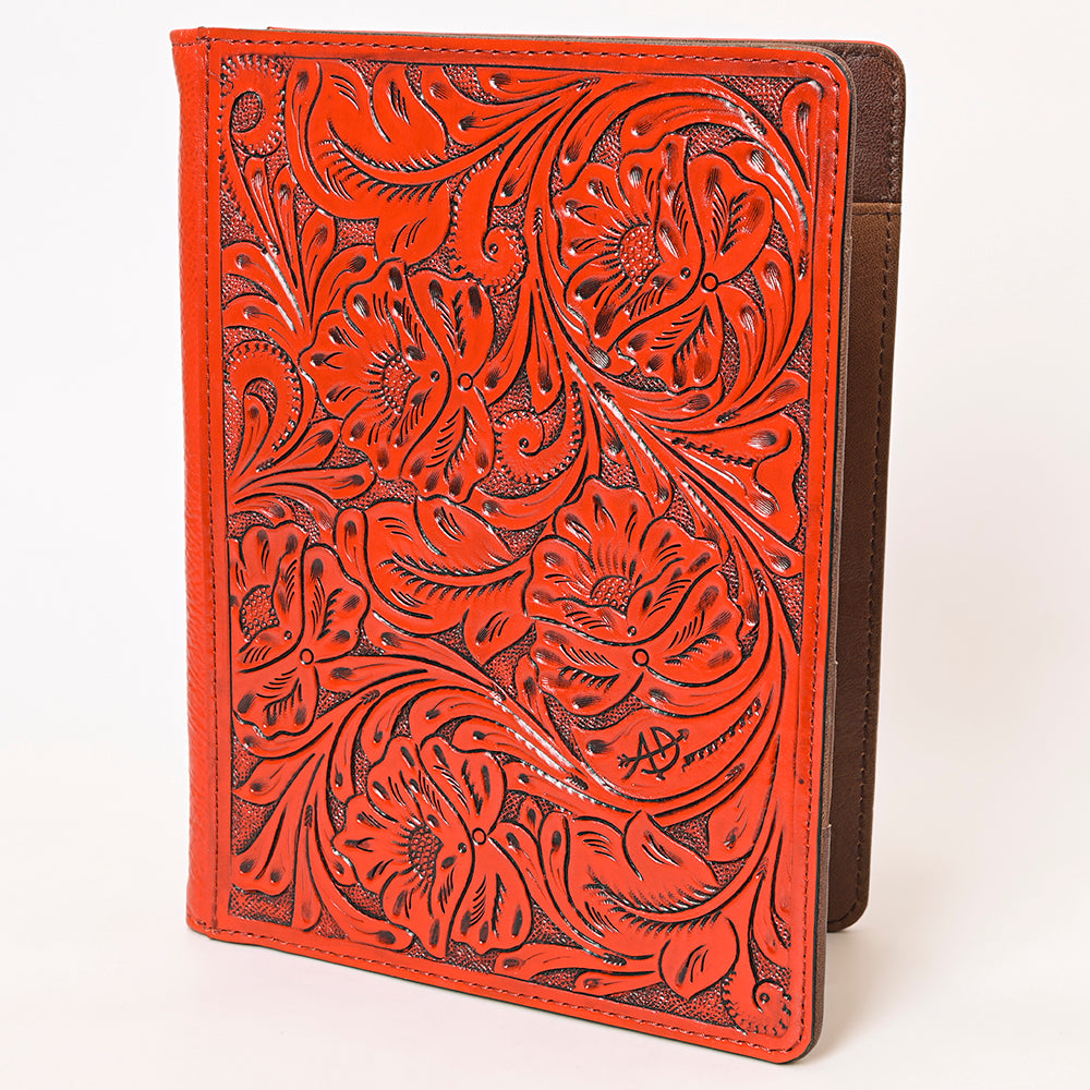 American Darling Western Hand-Tooled Leather Portfolio Bag - Floral Carved Genuine Leather Case
