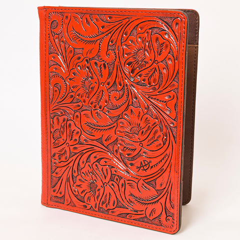American Darling Western Hand-Tooled Leather Portfolio Bag - Floral Carved Genuine Leather Case